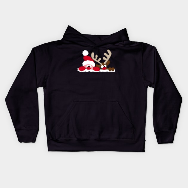 Merry Christmas Santa & Reindeer Kids Hoodie by holidaystore